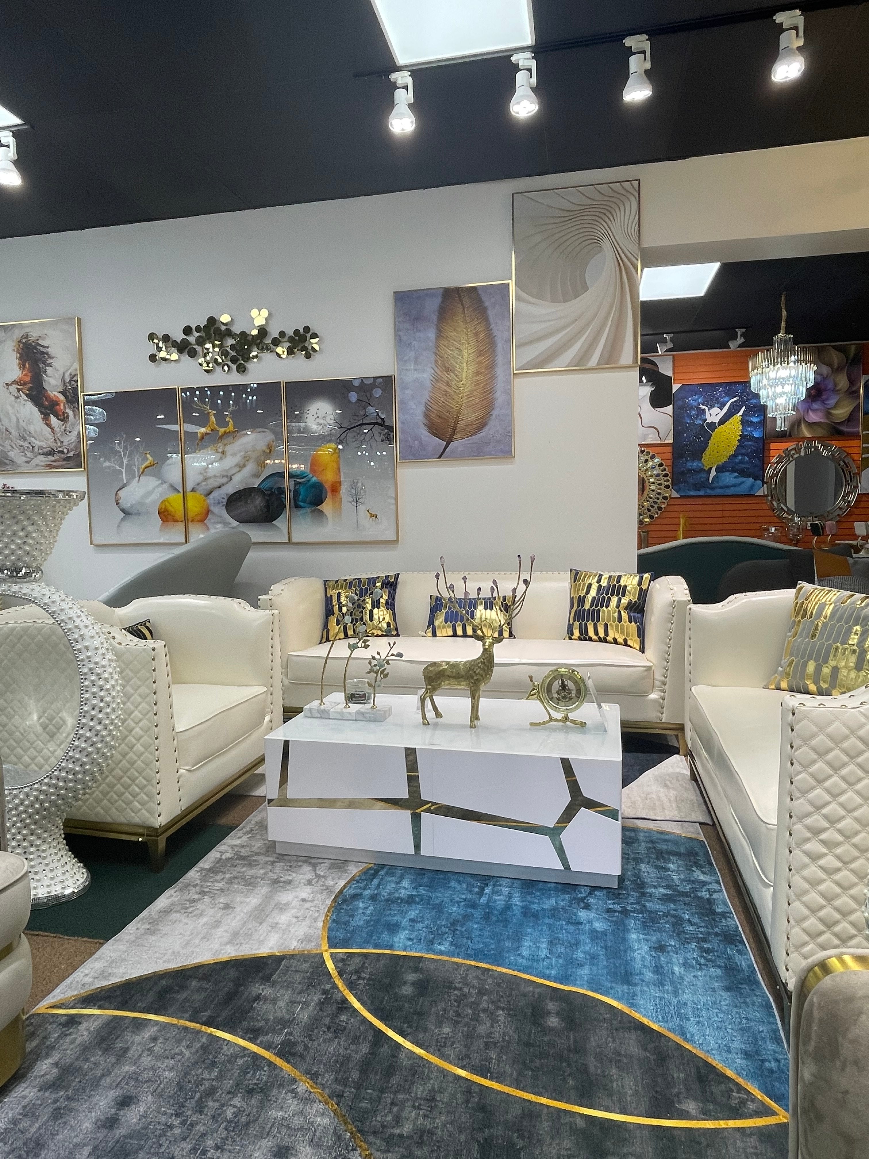 REGINA 3 PIECE WHITE LEATHER LIVING ROOM SET - Image 2