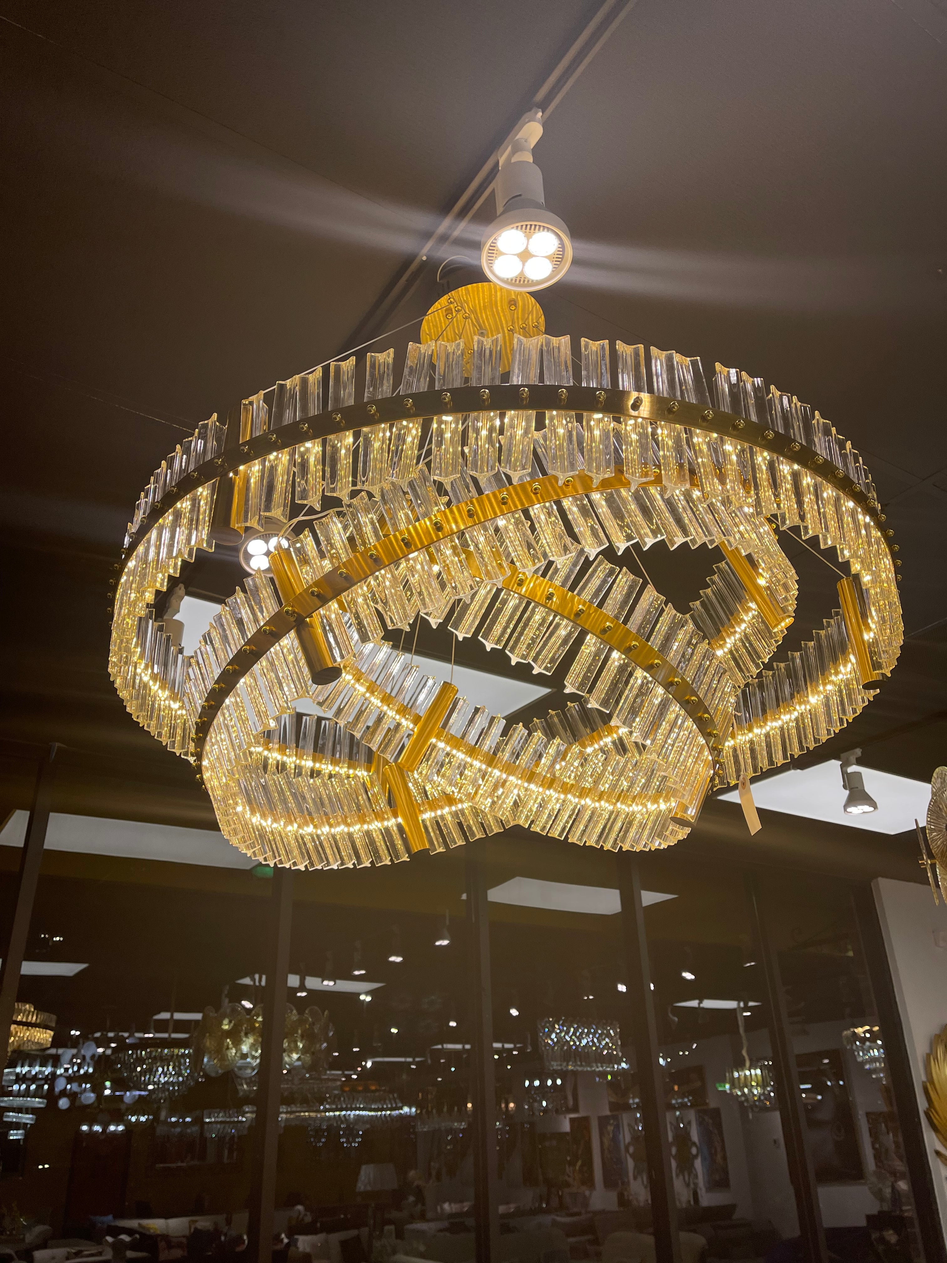 G-3Tier GOLDEN RING CHANDELIER - Image 2