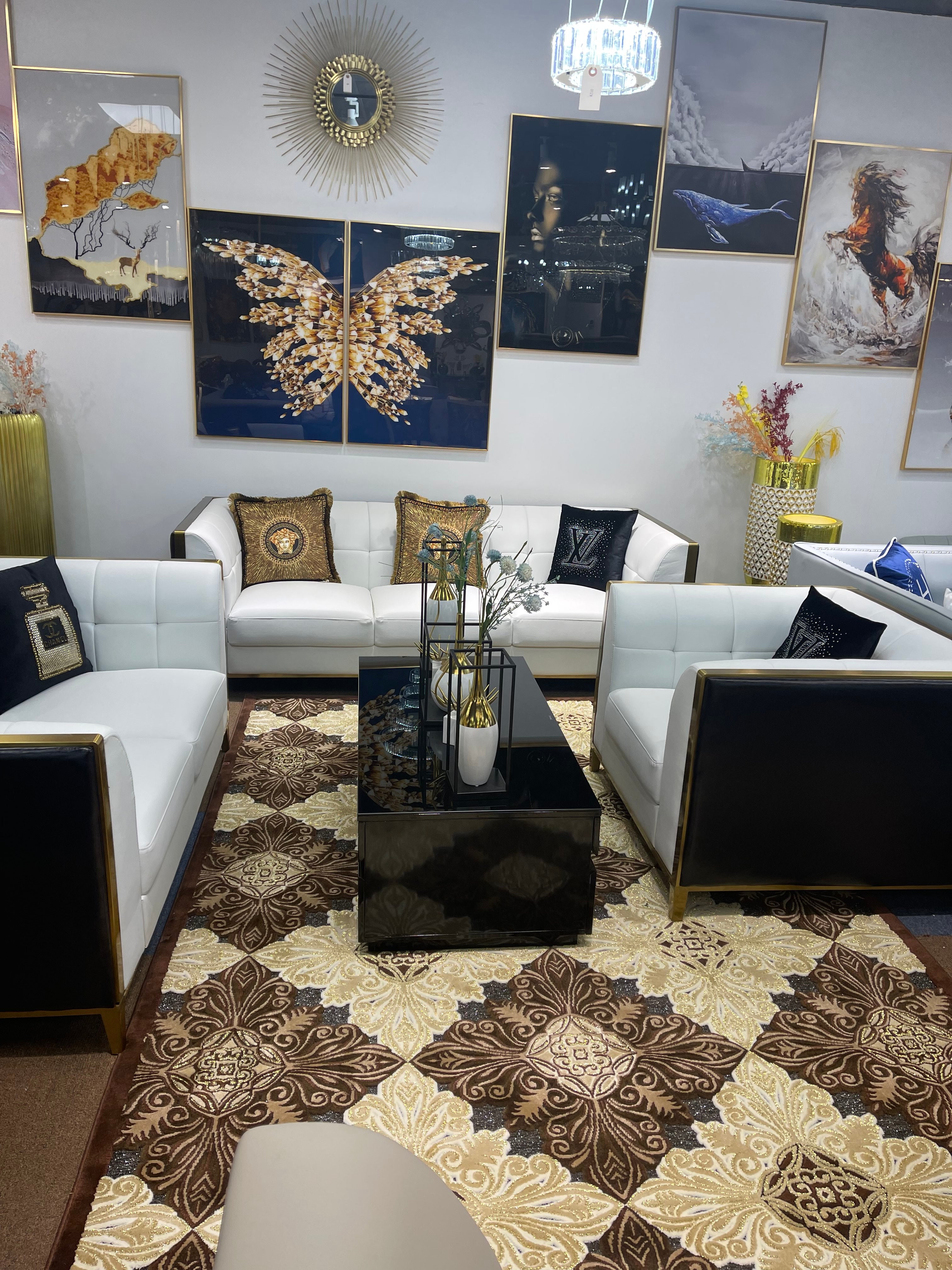 Black & White leather Living Room Set - Image 5