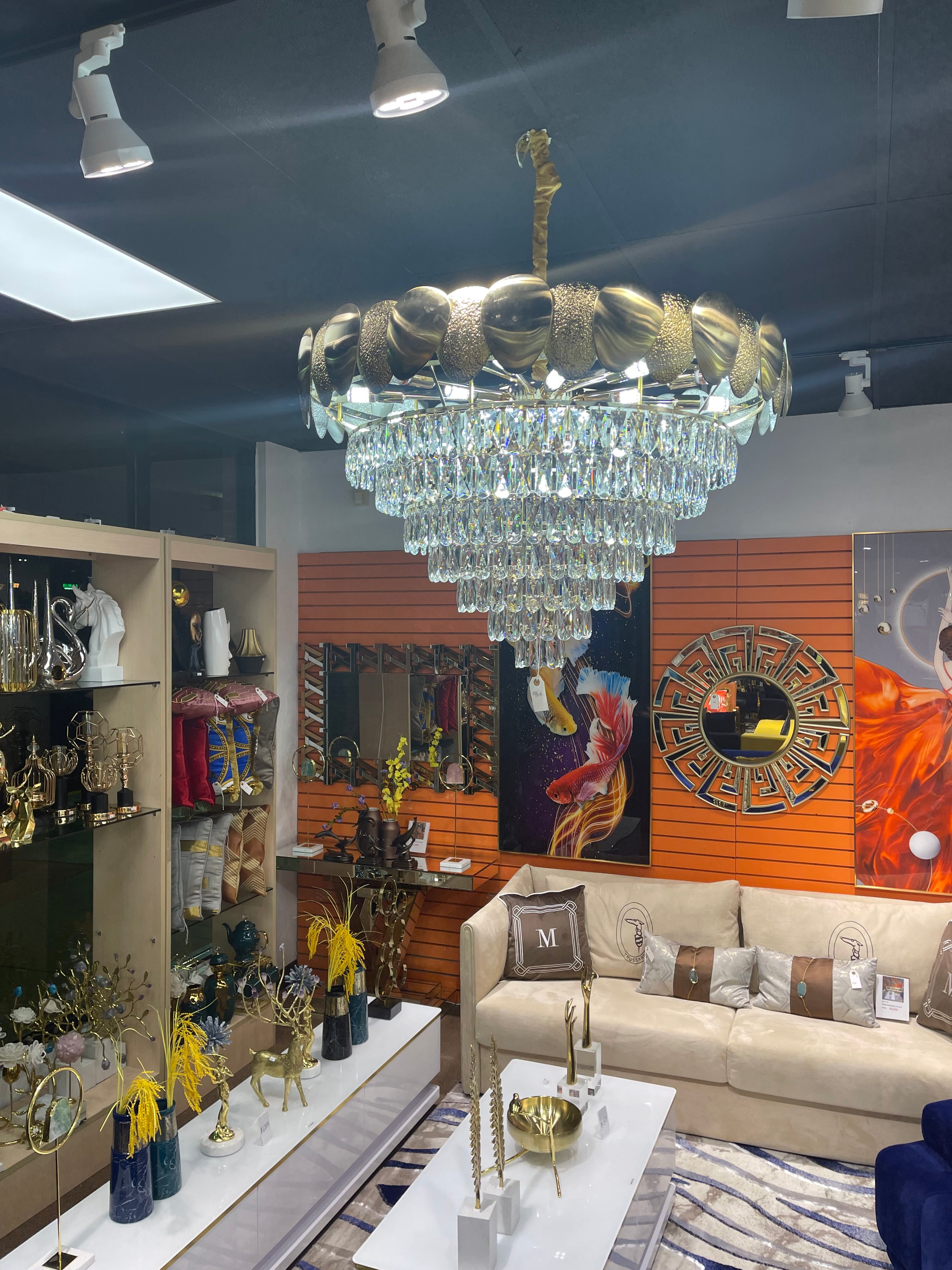GOLDEN BRACE CRYSTAL CHANDELIER