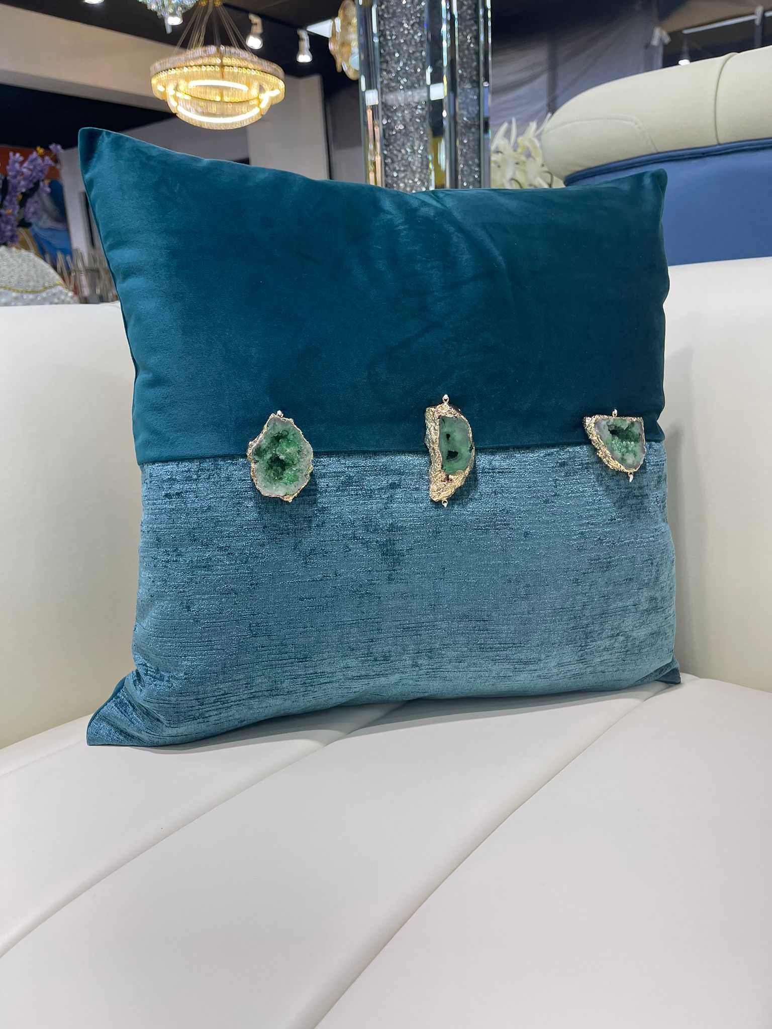 Blue Crystal Throw Pillow