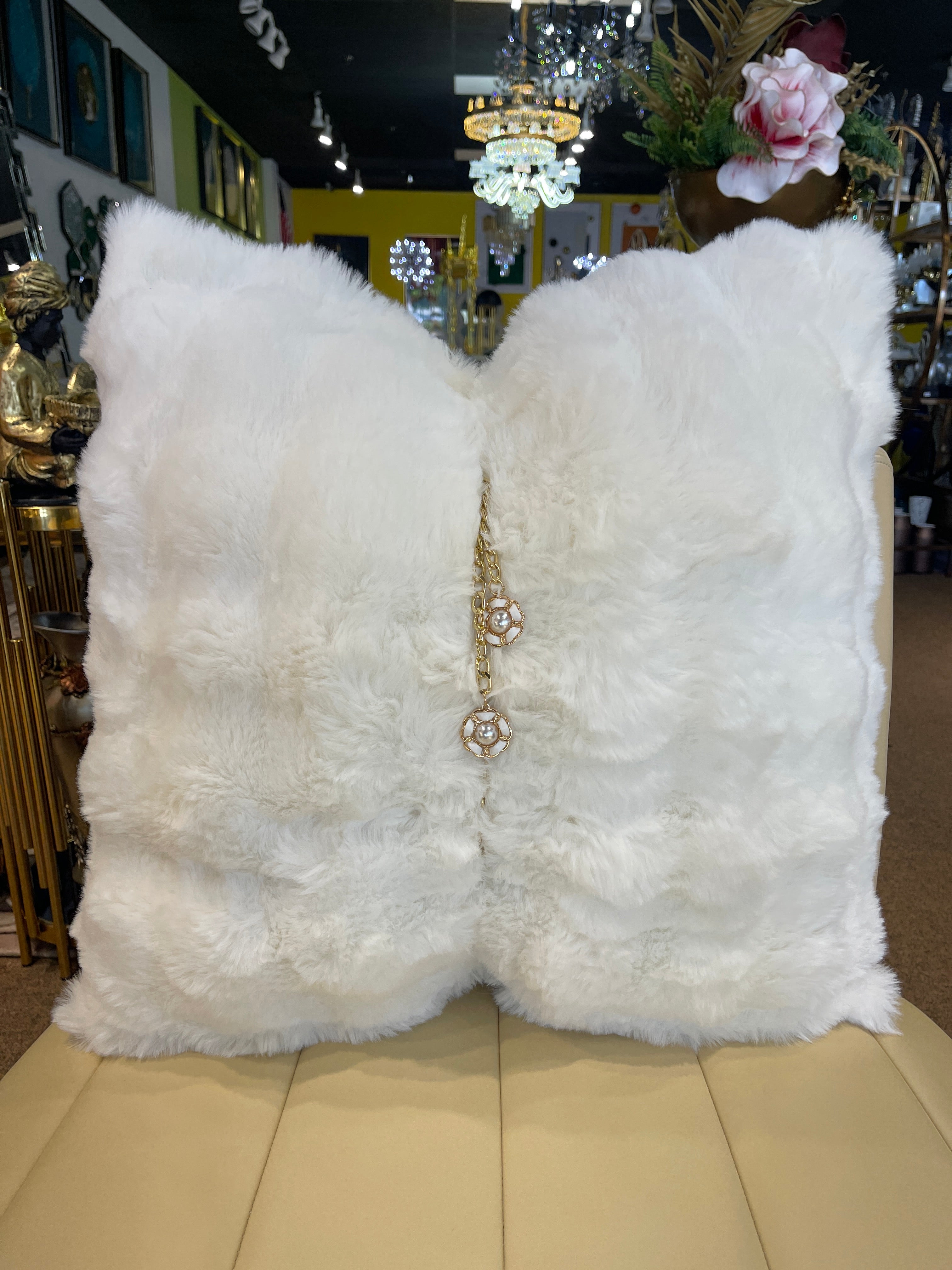 Off-White Fluffy Throw Pillows