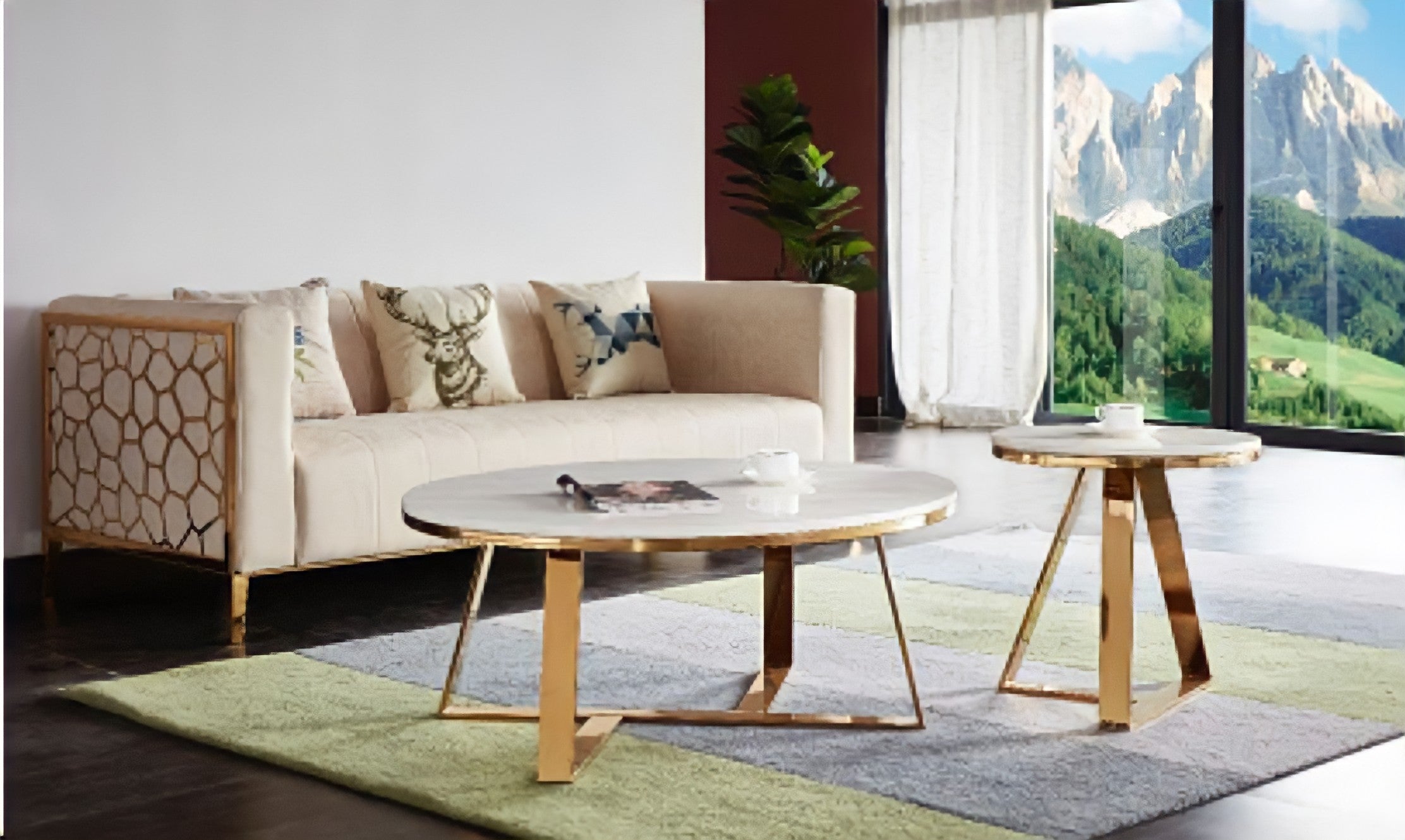 Cream With Gold Sofa