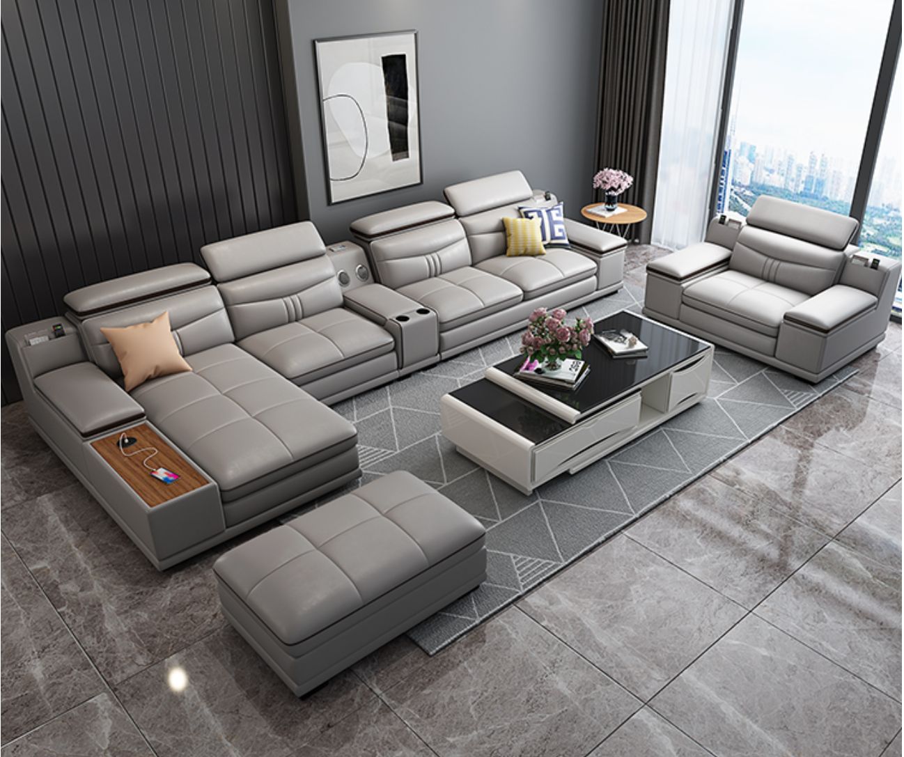 Grey Leather theater set