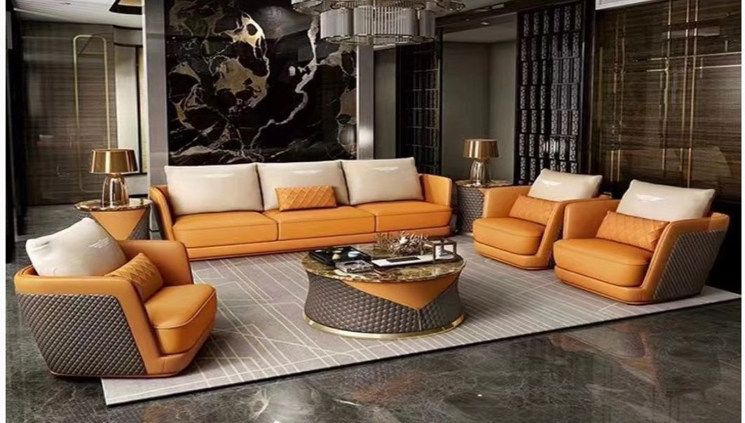 Orange & White Bentley Living Room Set