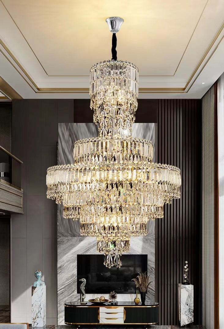 G-AG2304 Large Diamond Crystal Hexagon LED Chandelier - Image 3