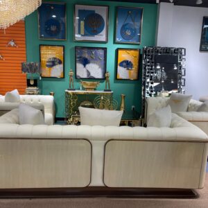 GG-Cream/ Offwhite Bentley  Modern Leather Living Room Sofa Settee