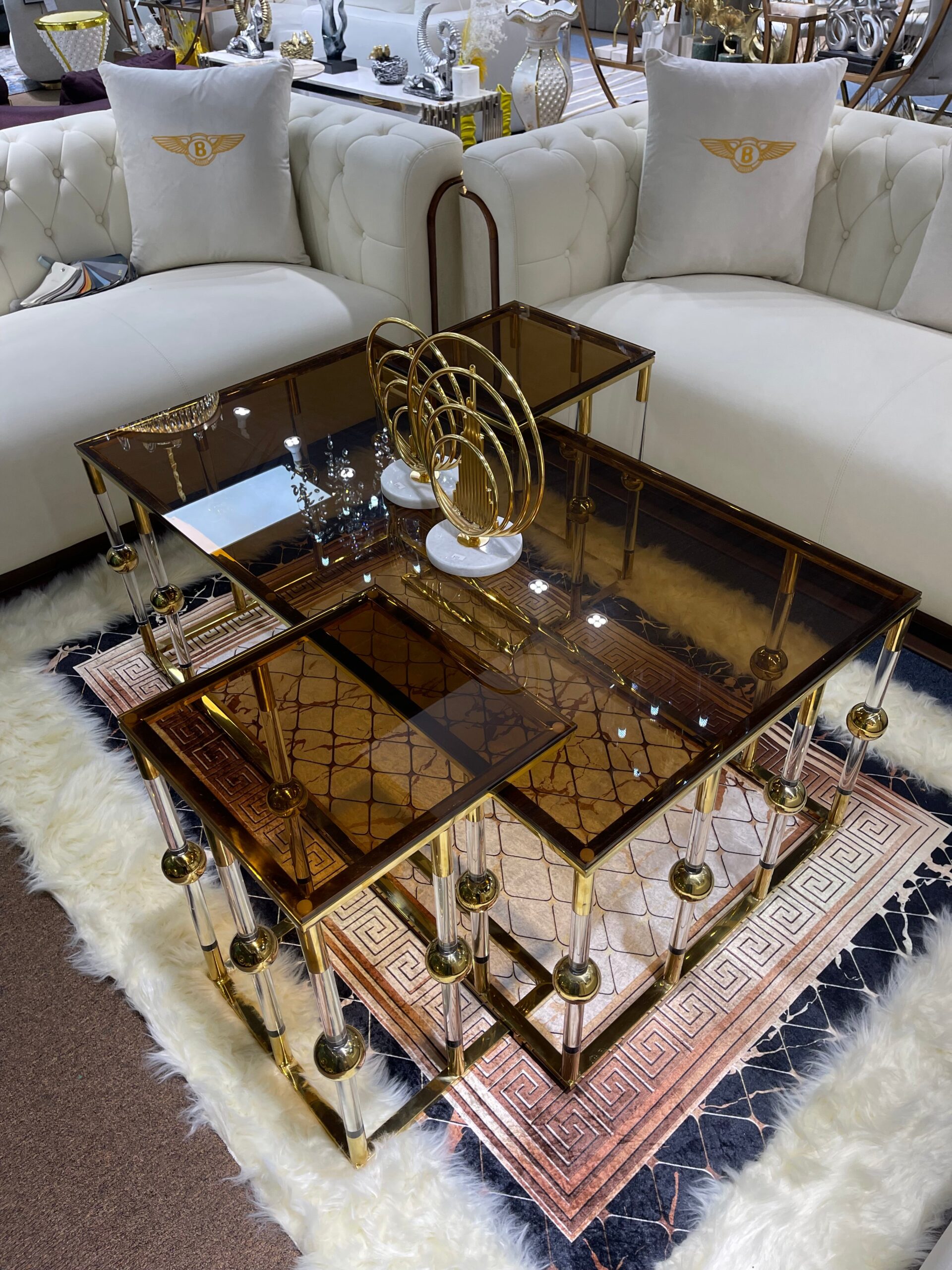 GG-Cream/ Offwhite Bentley Modern Leather Living Room Sofa Settee - Image 6