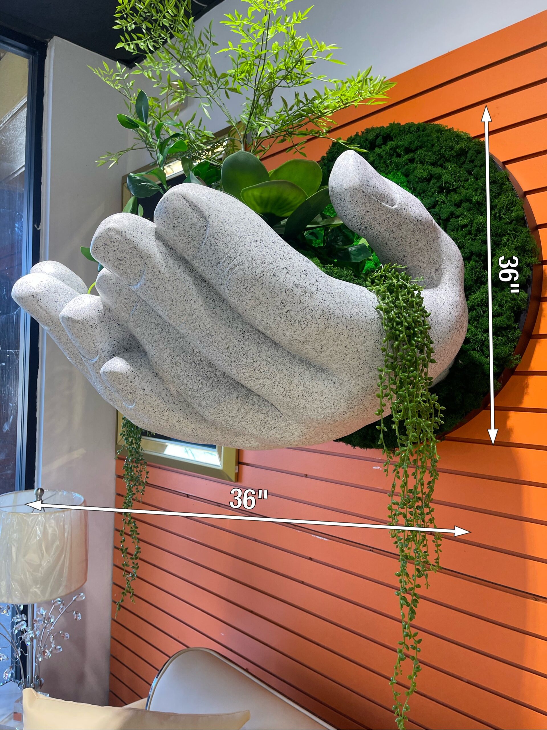 Granite Hand Sculpture & artificial flower/Plant - Image 3