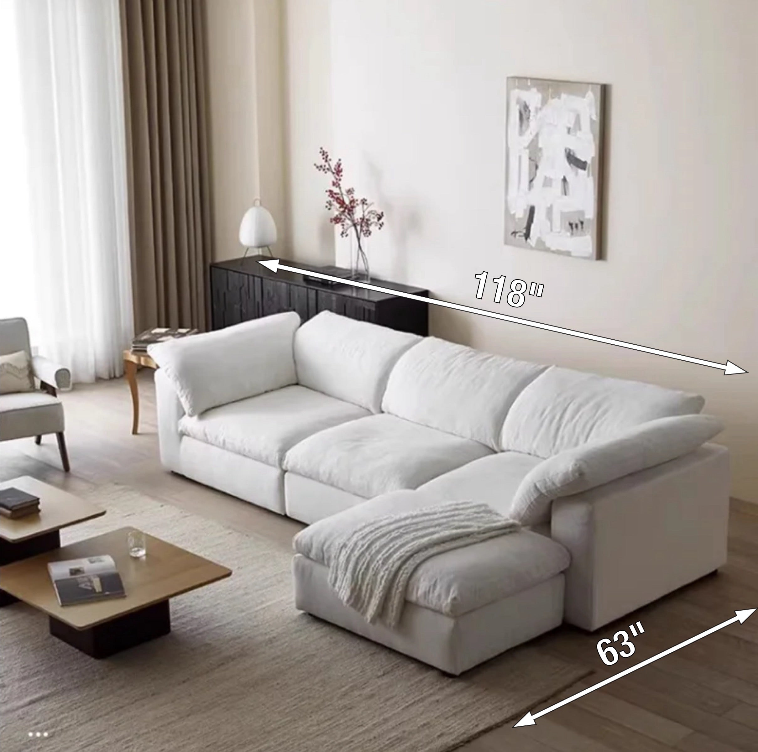 Offwhite 4-Piece Midcentury Sectional Sofa - Image 2