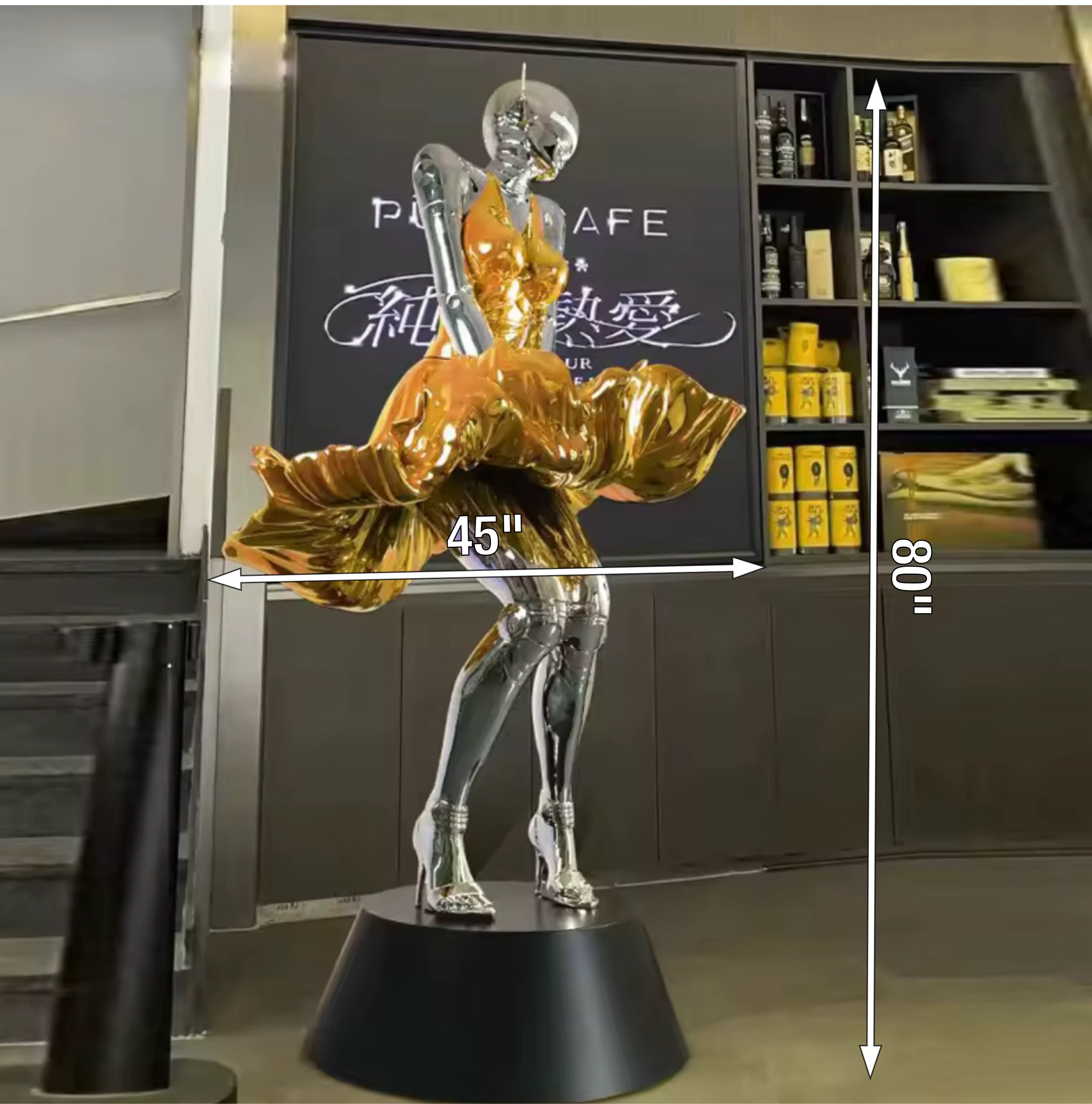 GS- Gold & Silver Exotic Futuristic Marvel LED female Sculpture - Image 2