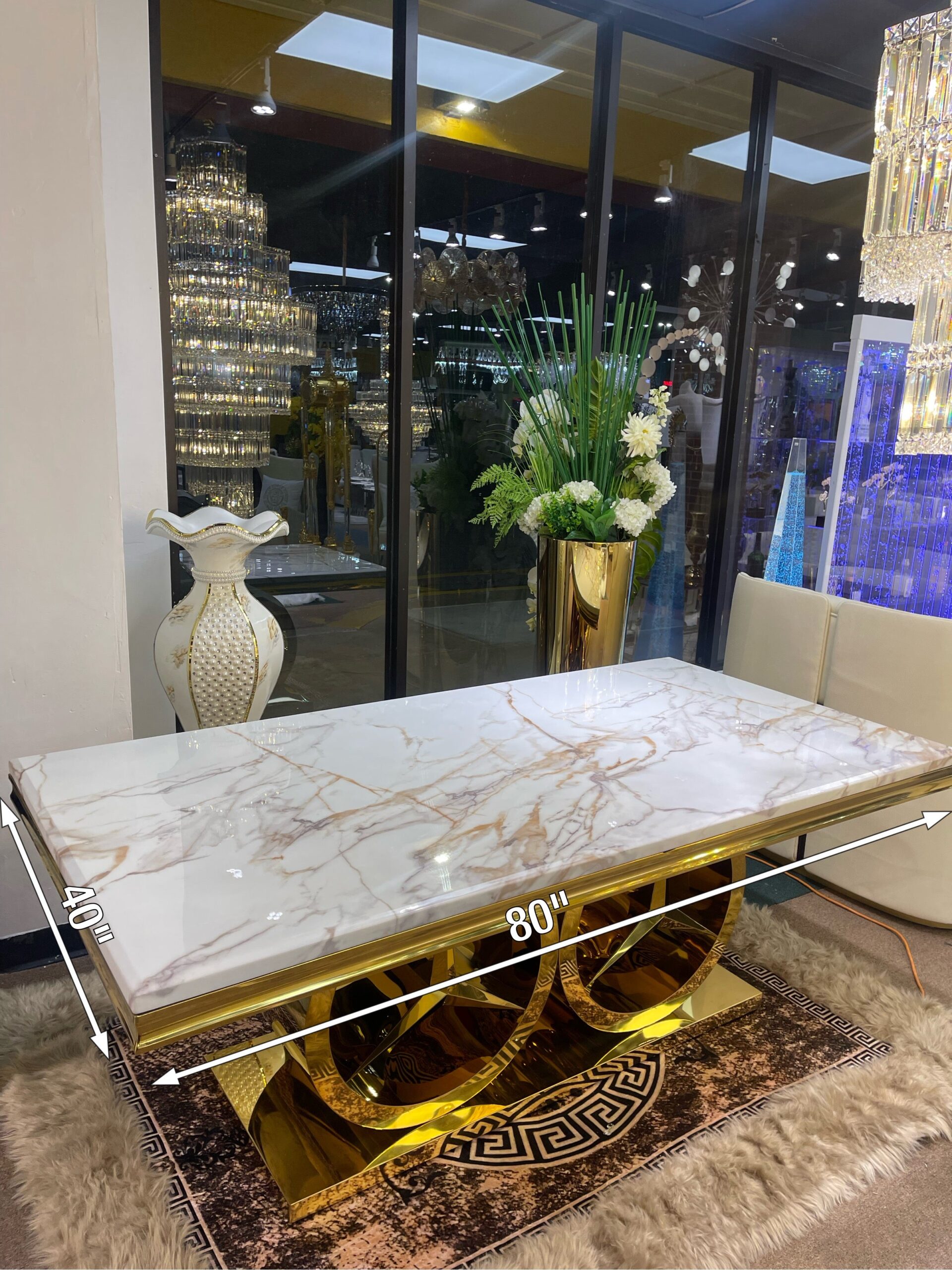White Modern Mercedes Benz Marble Dining Table - Image 7