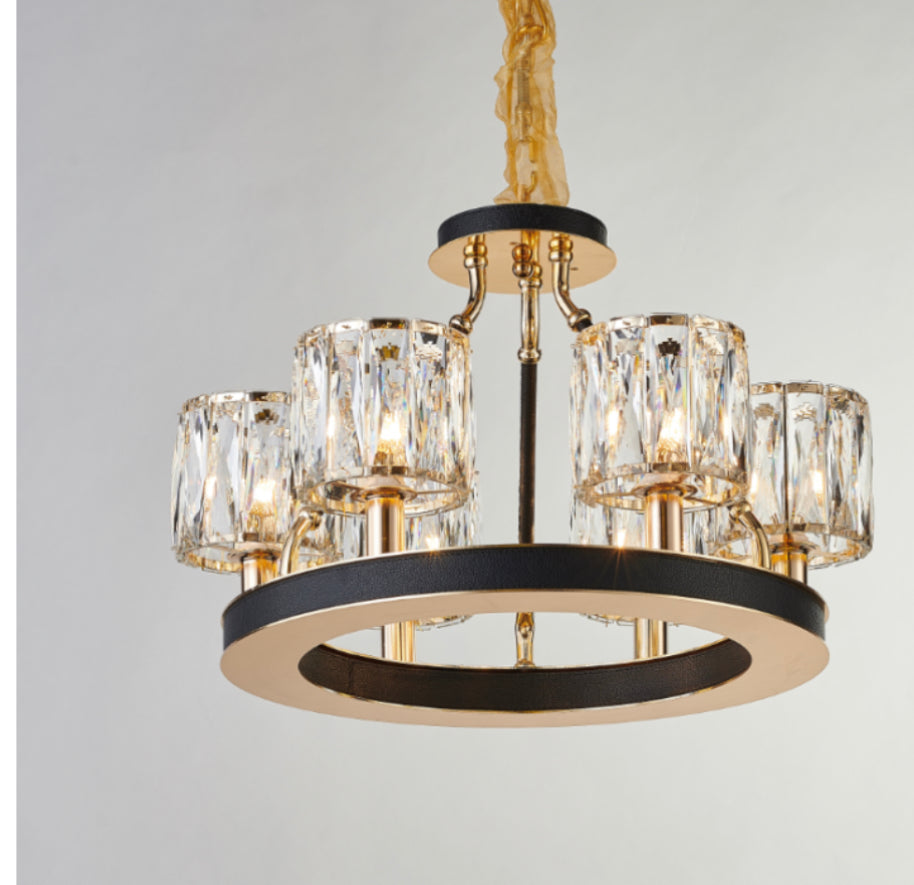 G-18655 Black Leather//Crystal Chandelier