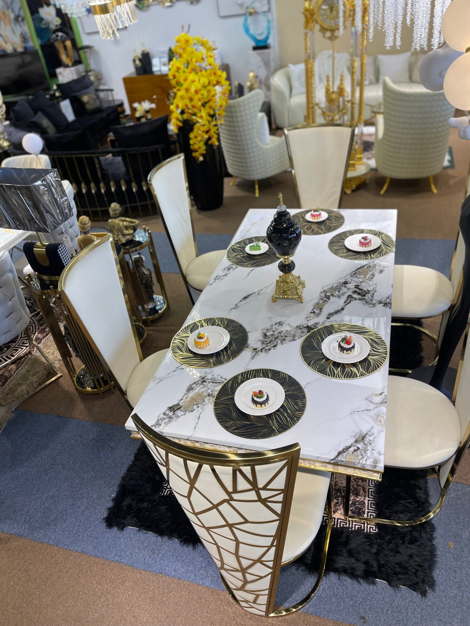 Cream Velvet Modern Luxury Dining Chairs - Image 10