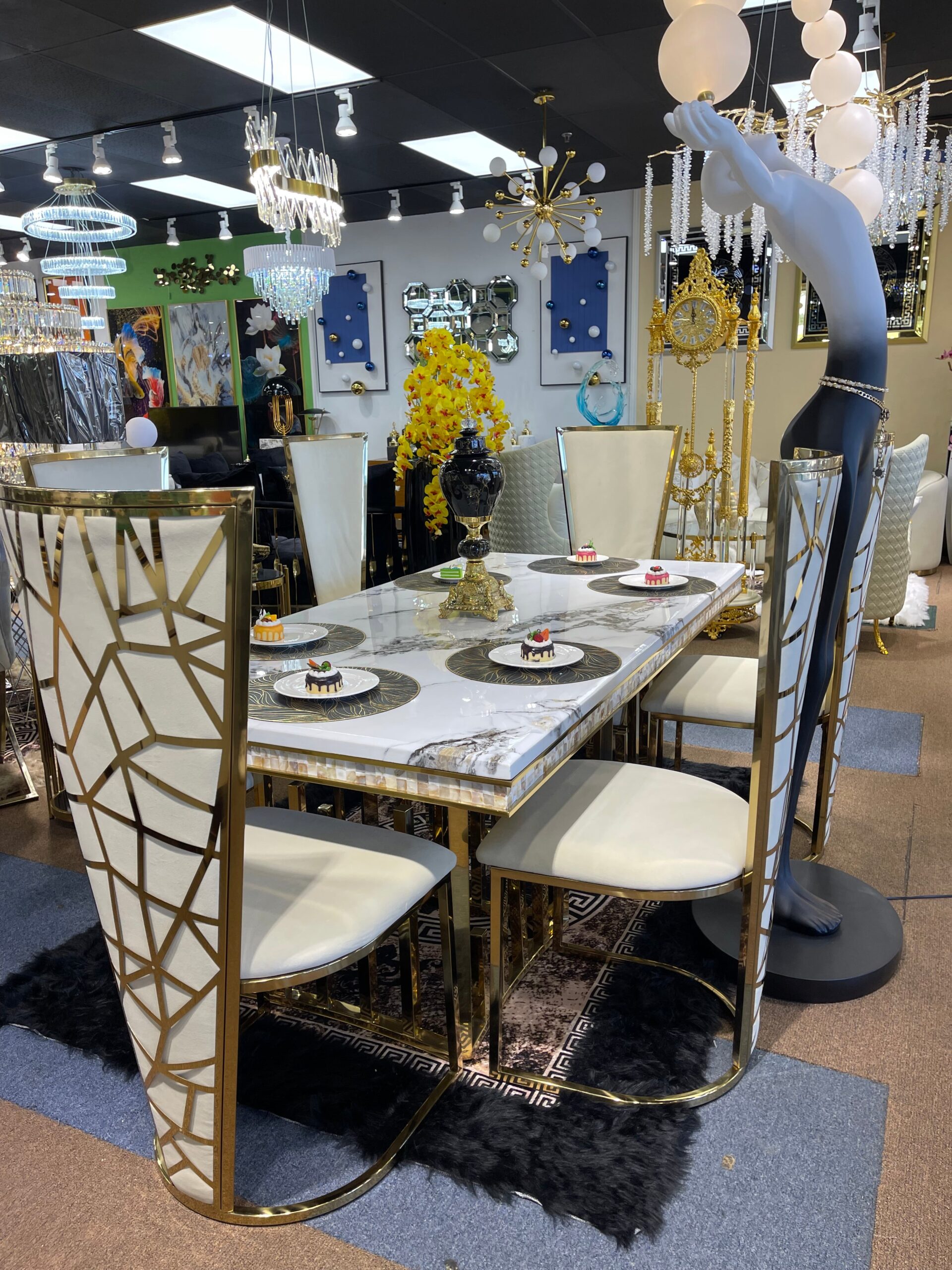 Cream Velvet Modern Luxury Dining Chairs - Image 2