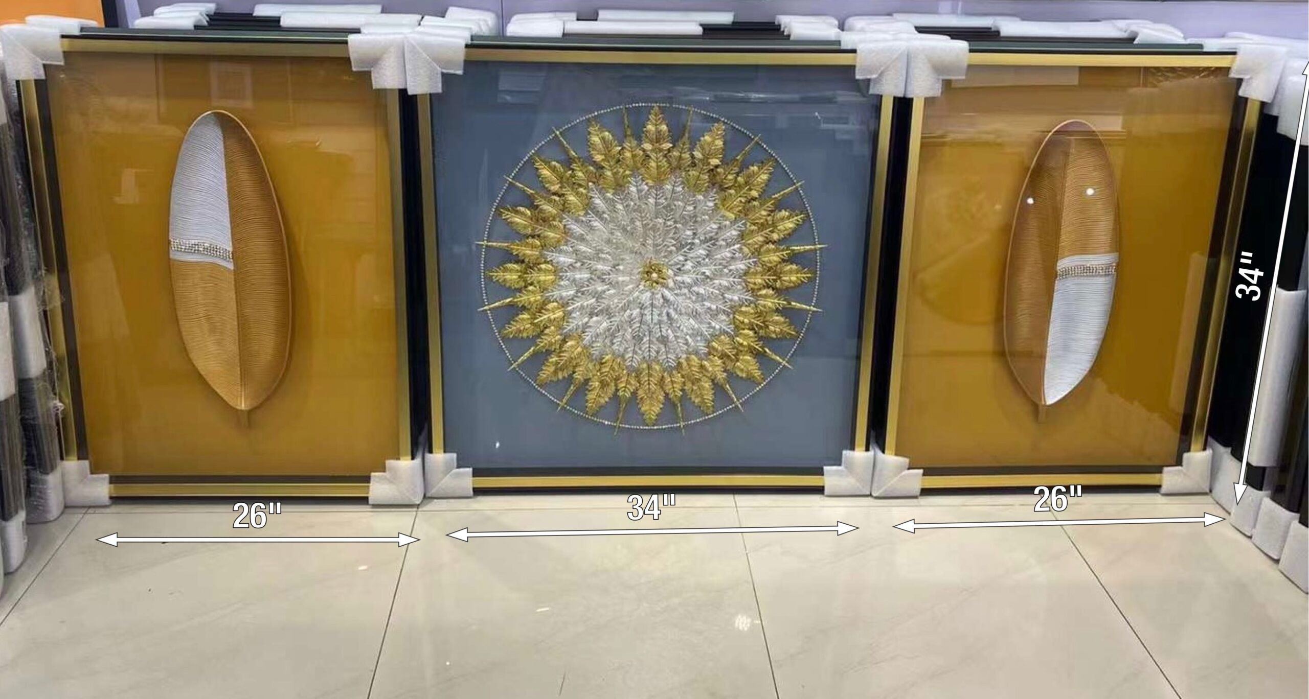 Gold and white Feather Painting Set - Image 2