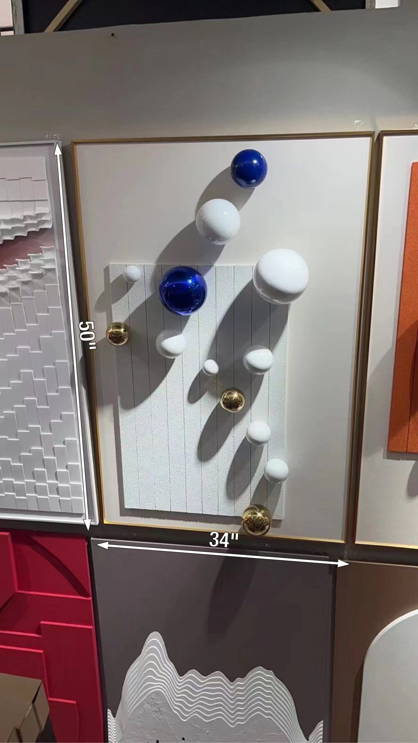 White/Blue/Gold Balls Painting - Image 4