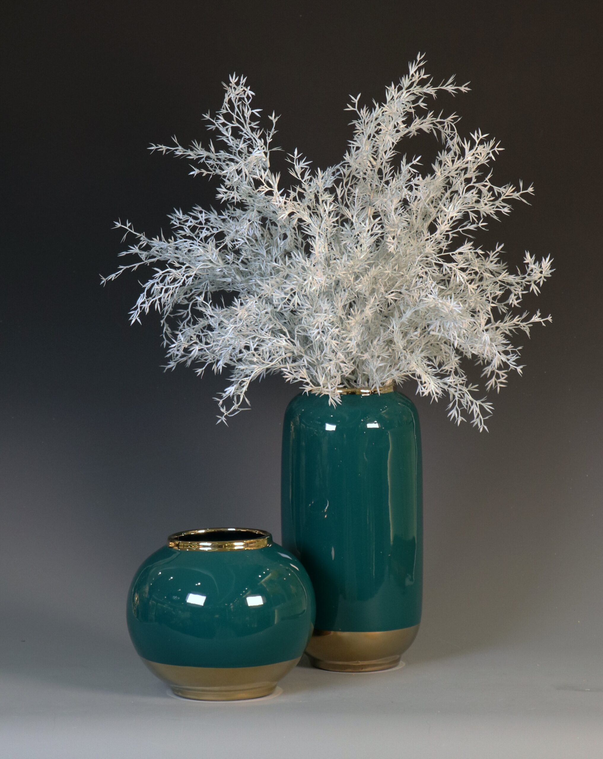 G-DVJ 2-1 Green and Gold Decorative Jar Set