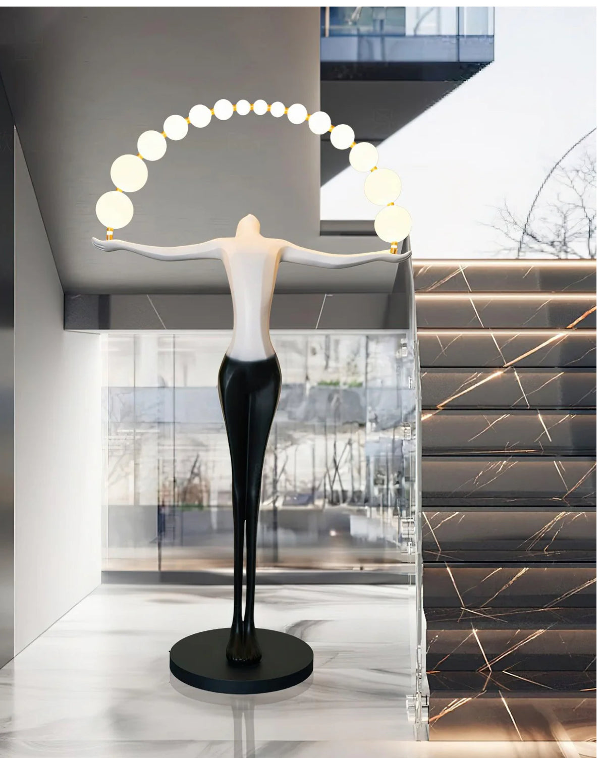 Black & White LED female Sculpture floor Lamp