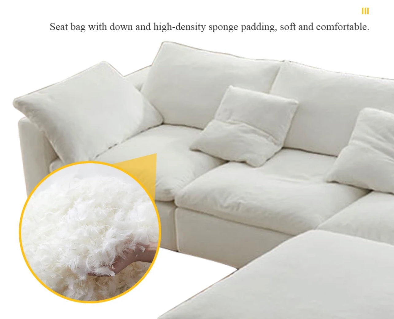 Offwhite 4-Piece Midcentury Sectional Sofa - Image 8