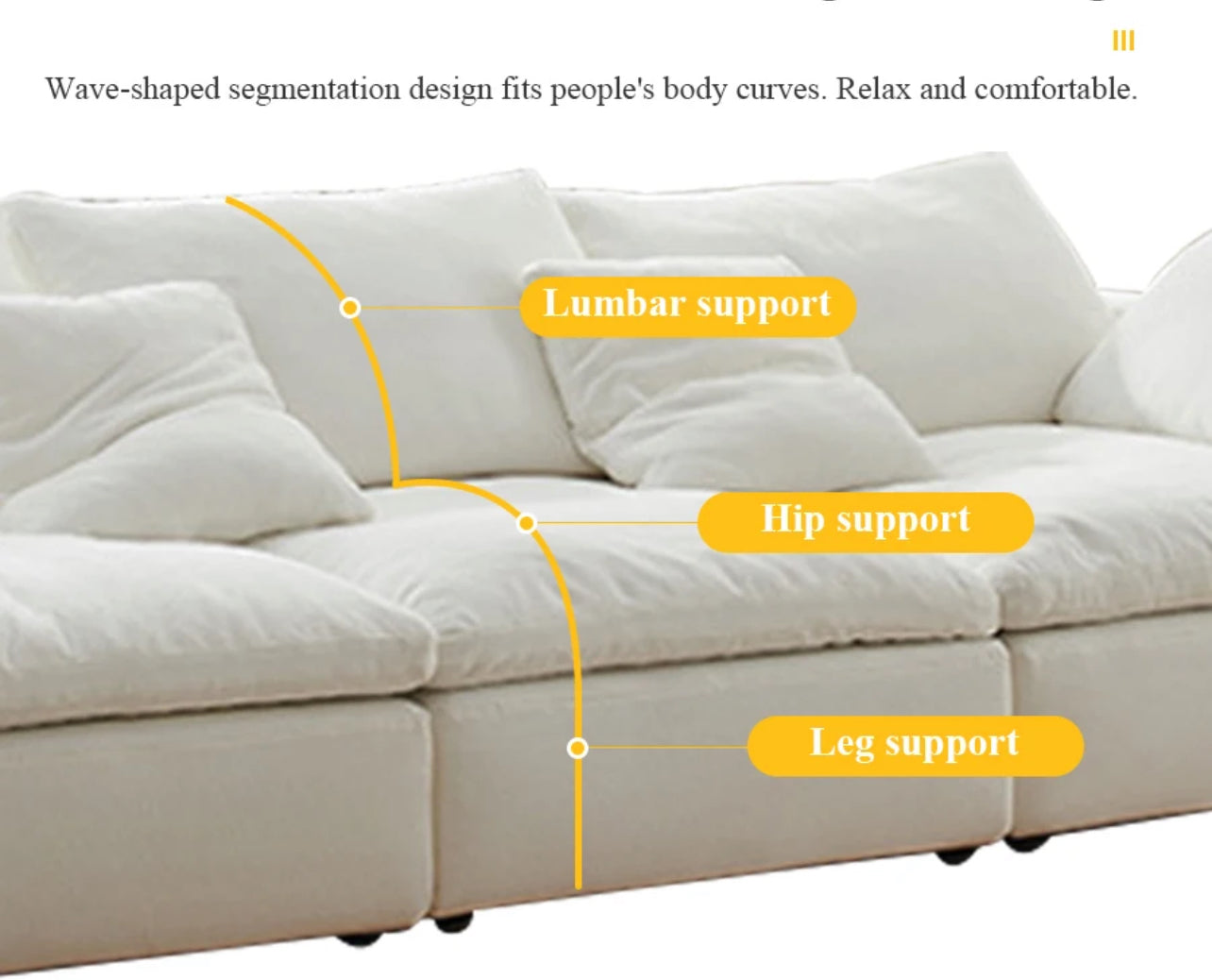Offwhite 4-Piece Midcentury Sectional Sofa - Image 7