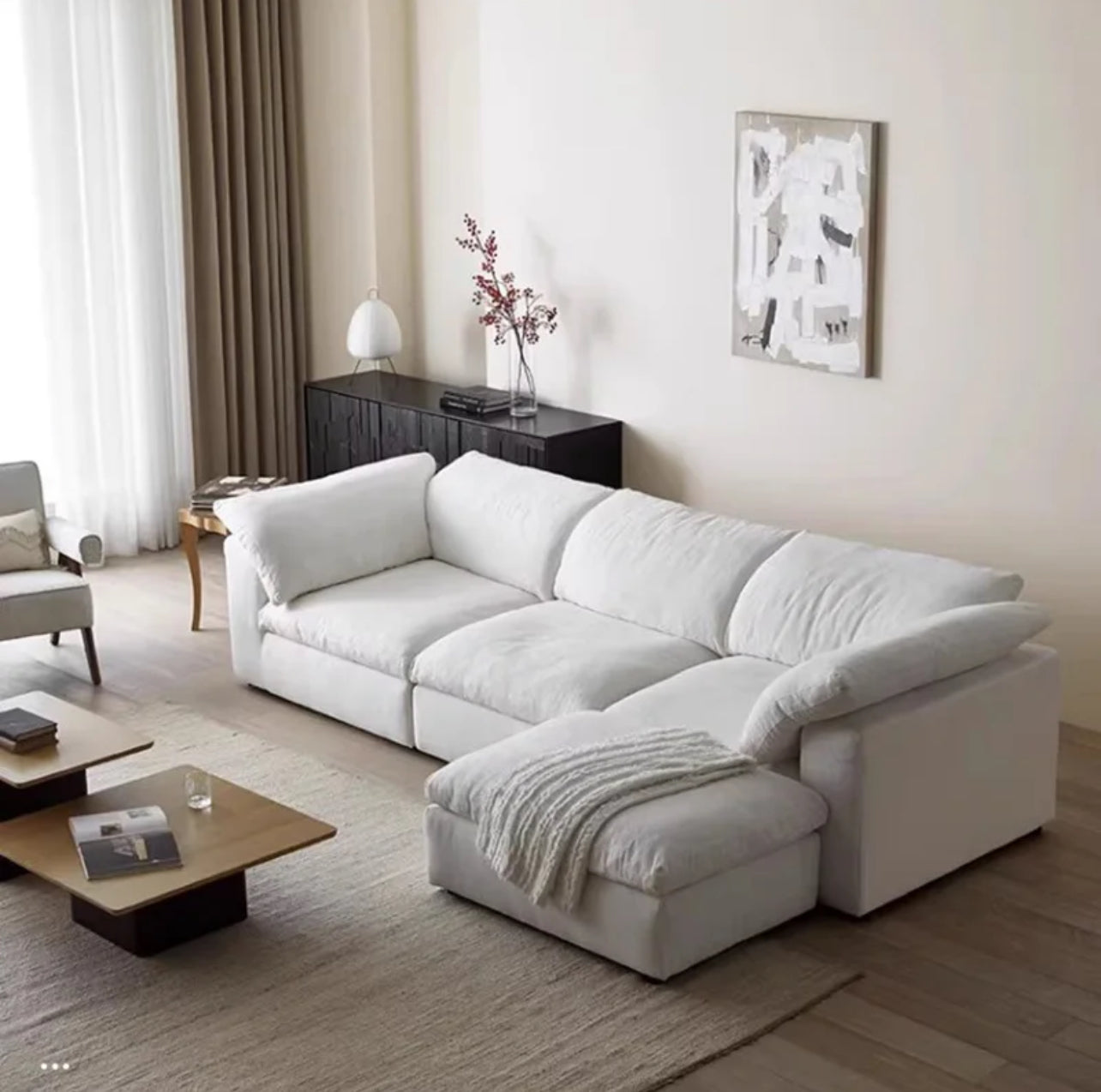 Offwhite 4-Piece Midcentury Sectional Sofa - Image 12