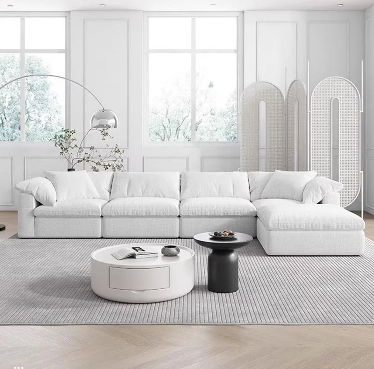 Offwhite 4-Piece Midcentury Sectional Sofa - Image 14