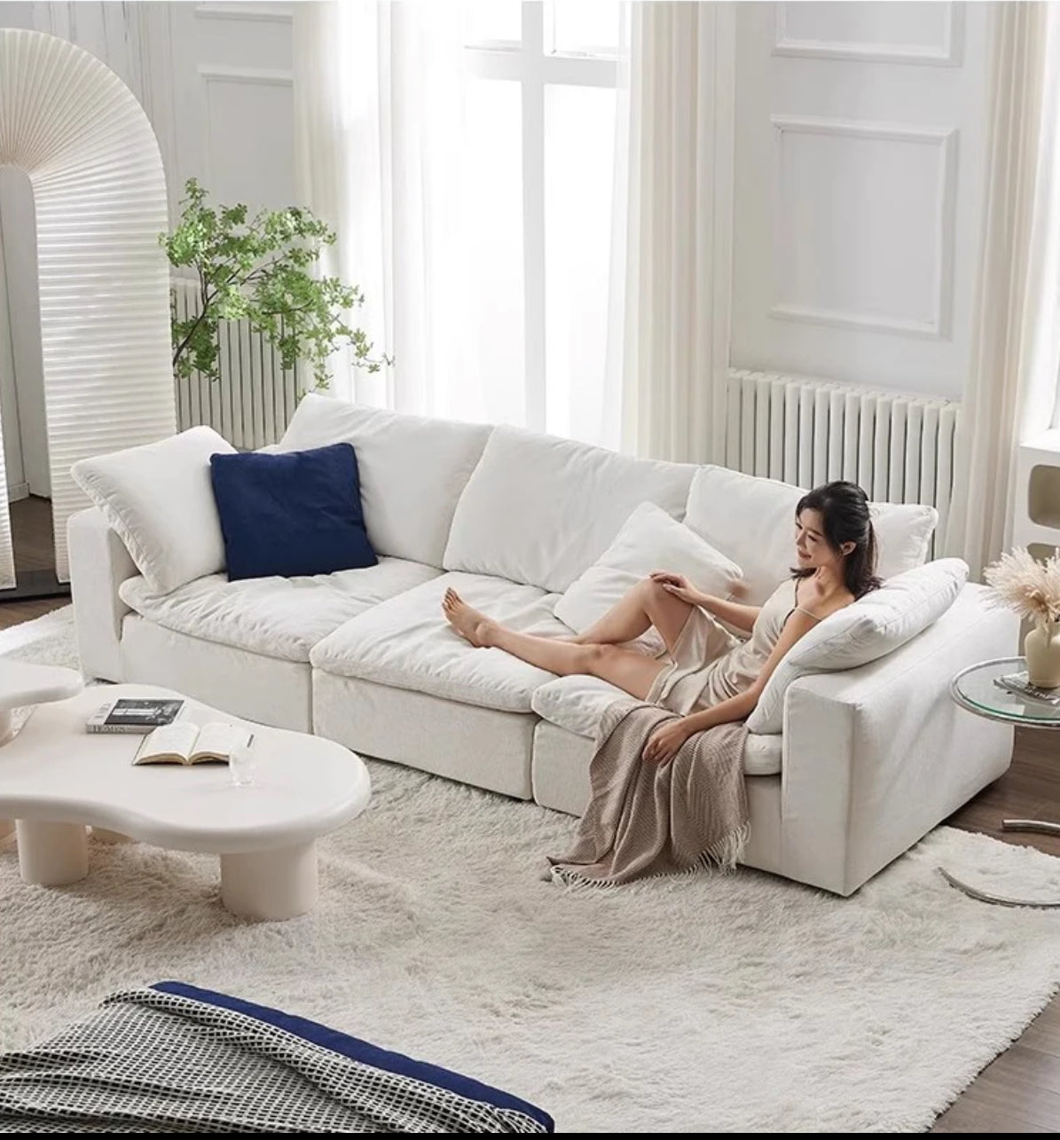 Offwhite 4-Piece Midcentury Sectional Sofa - Image 15