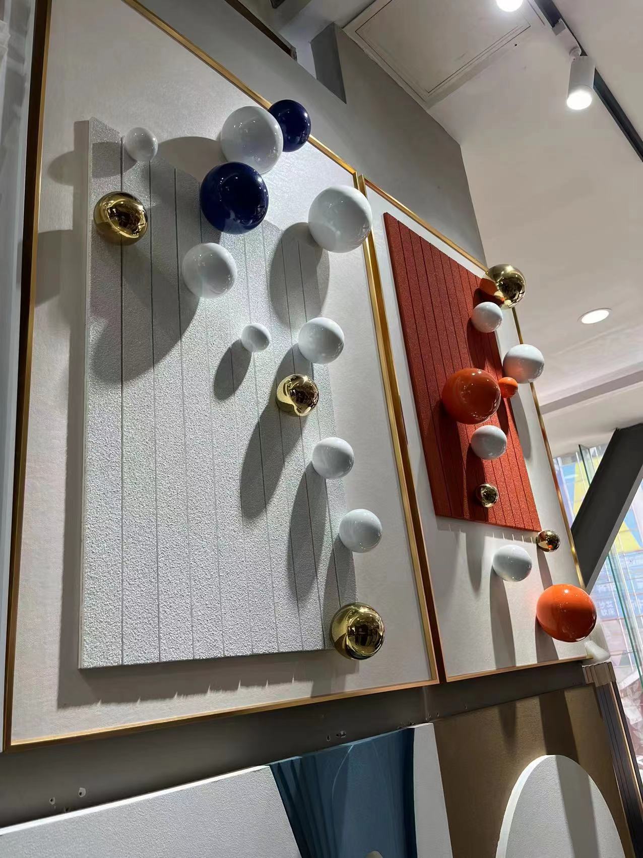 White/Blue/Gold Balls Painting - Image 2