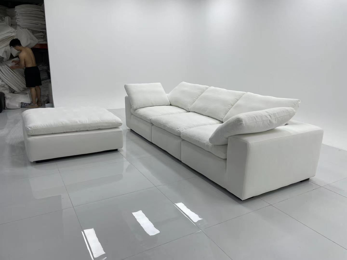 Offwhite 4-Piece Midcentury Sectional Sofa - Image 3