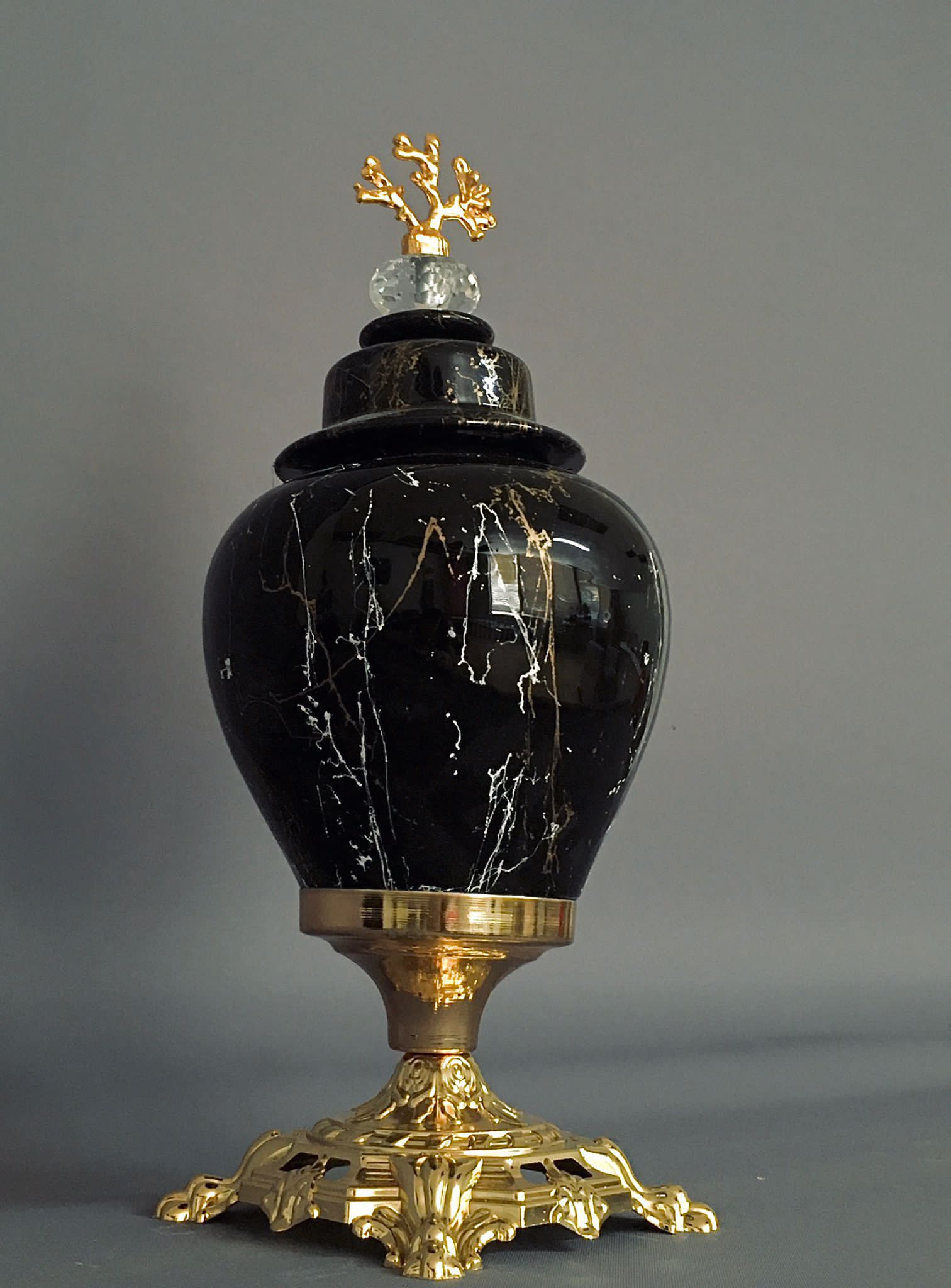 Gold Trim Black Decorative Jar Set - Image 3