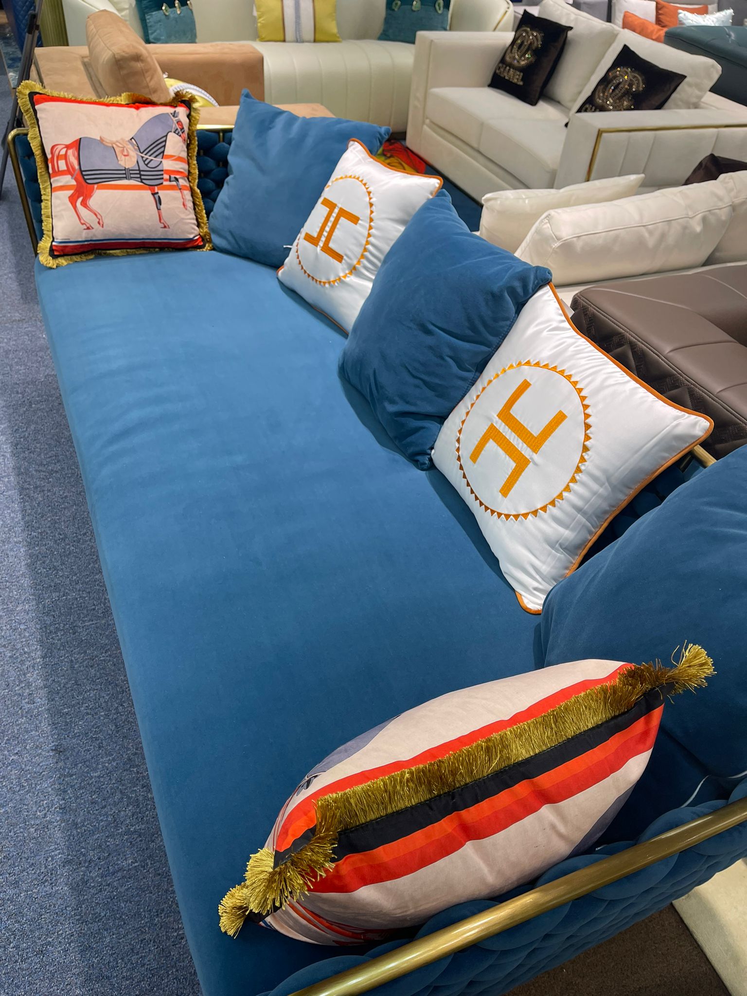 Blue Woven Single Couch