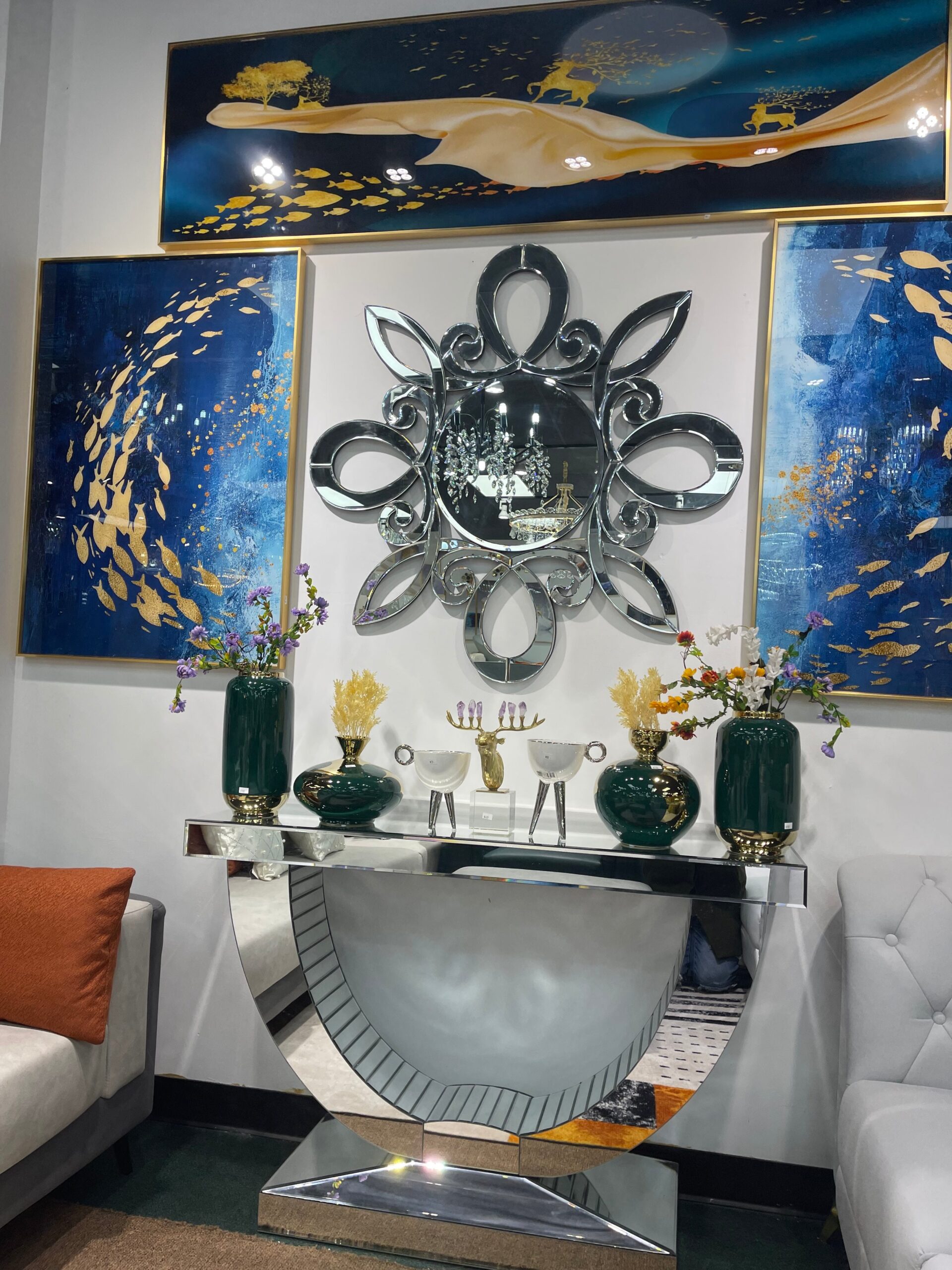 SUN MIRROR AND CONSOLE TABLE
