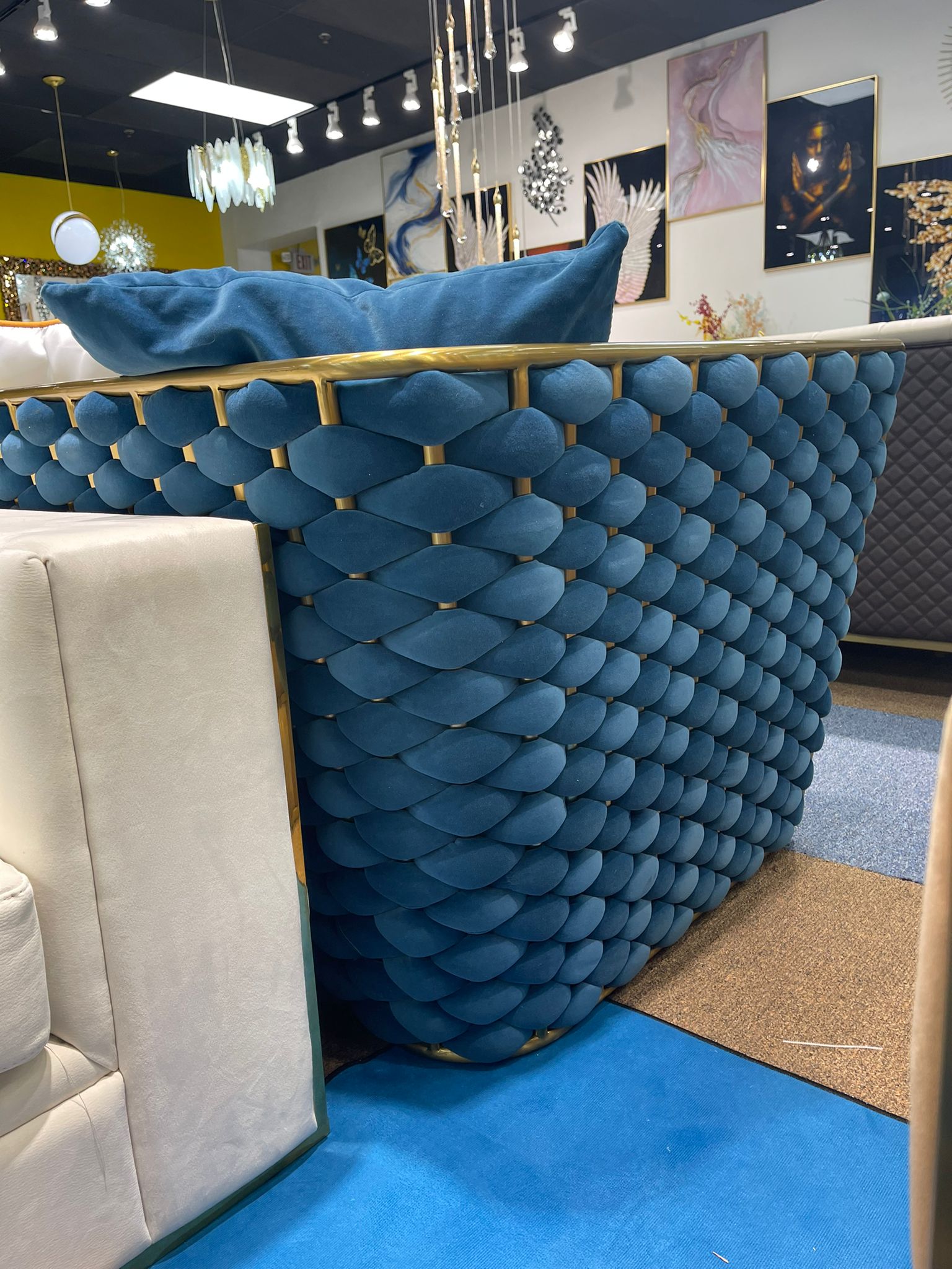 Blue Woven Single Couch