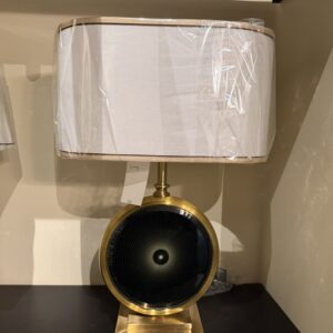 Black And Gold Medallion Table Lamp, showroom photo for LAMP-12