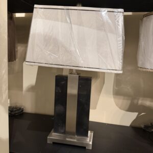 Black And Silver Column Table Lamp, showroom photo for LAMP-13
