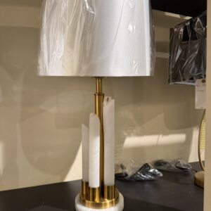 White Pillars And Gold Table Lamp, showroom photo for LAMP-18