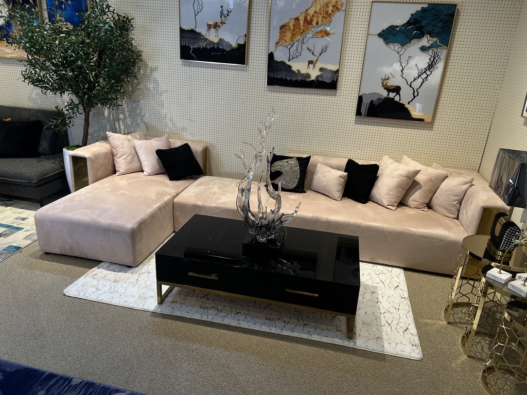 Blush Chaise Sectional — showroom photograph