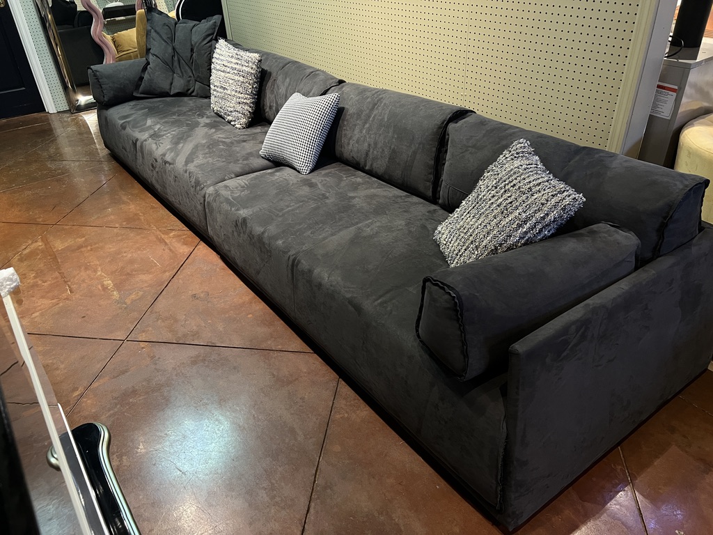 Charcoal Square-Arm Sectional — showroom photograph